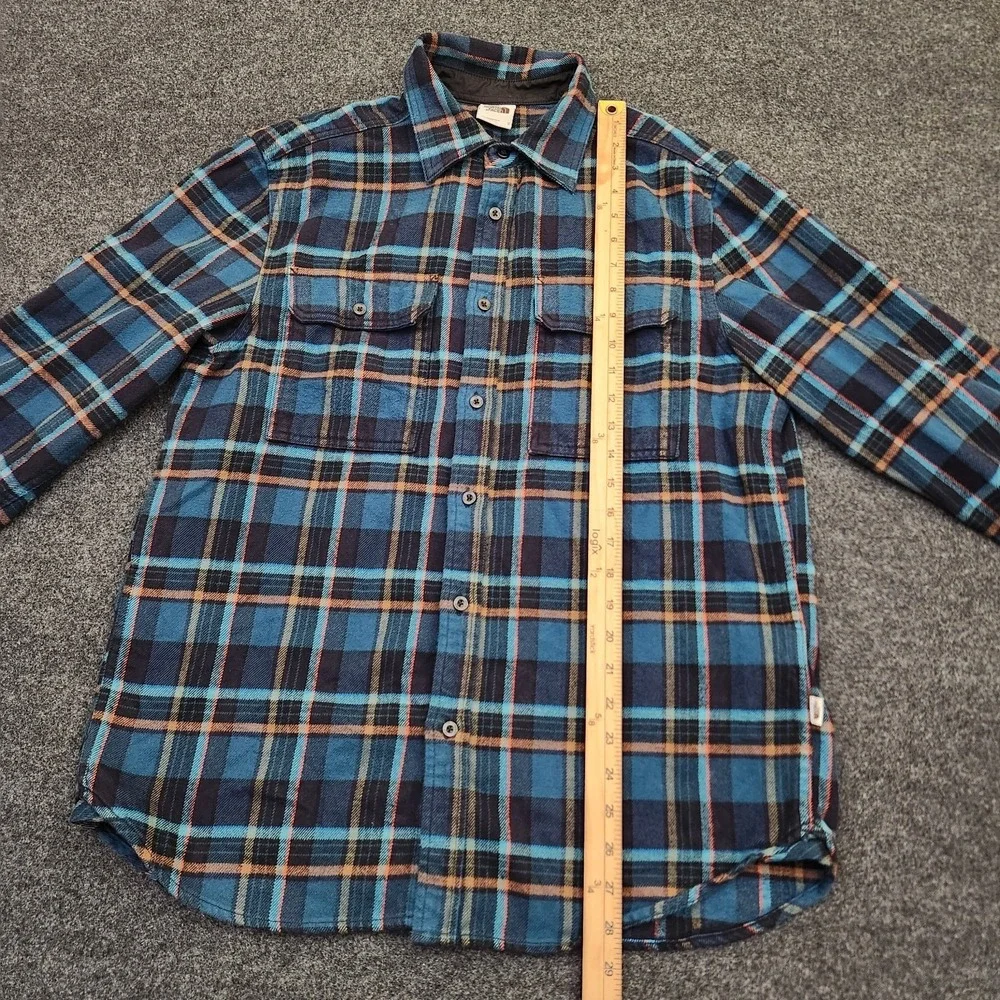 The North Face Mens Medium Blue Plaid Flannel Arroyo Long Sleeve Button Up Shirt